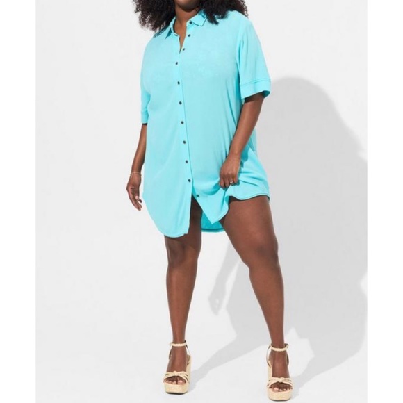 🆕 Blue Gauze Button Through Swim Cover-Up Dress 2 2X 18 20 NWT Torrid New! - Picture 2 of 6